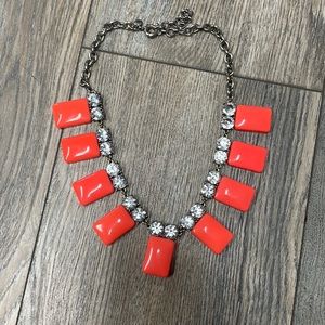 JCrew necklace - orange squares and rhinestones